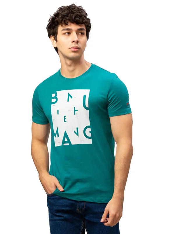 Being Human Regular Fit Men Crew Neck T-Shirts-Bottle Green